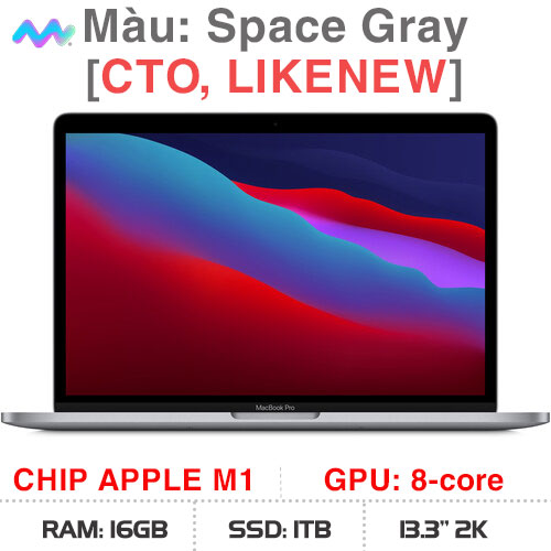 CTO – MacBook Pro 2020 13 inch New – (Gray/M1/Ram 16GB/SSD 1TB) – 97%